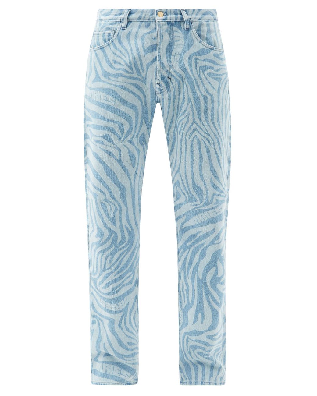 Aries Denim Lilly Zebra-print Straight-leg Jeans in Blue for Men - Lyst
