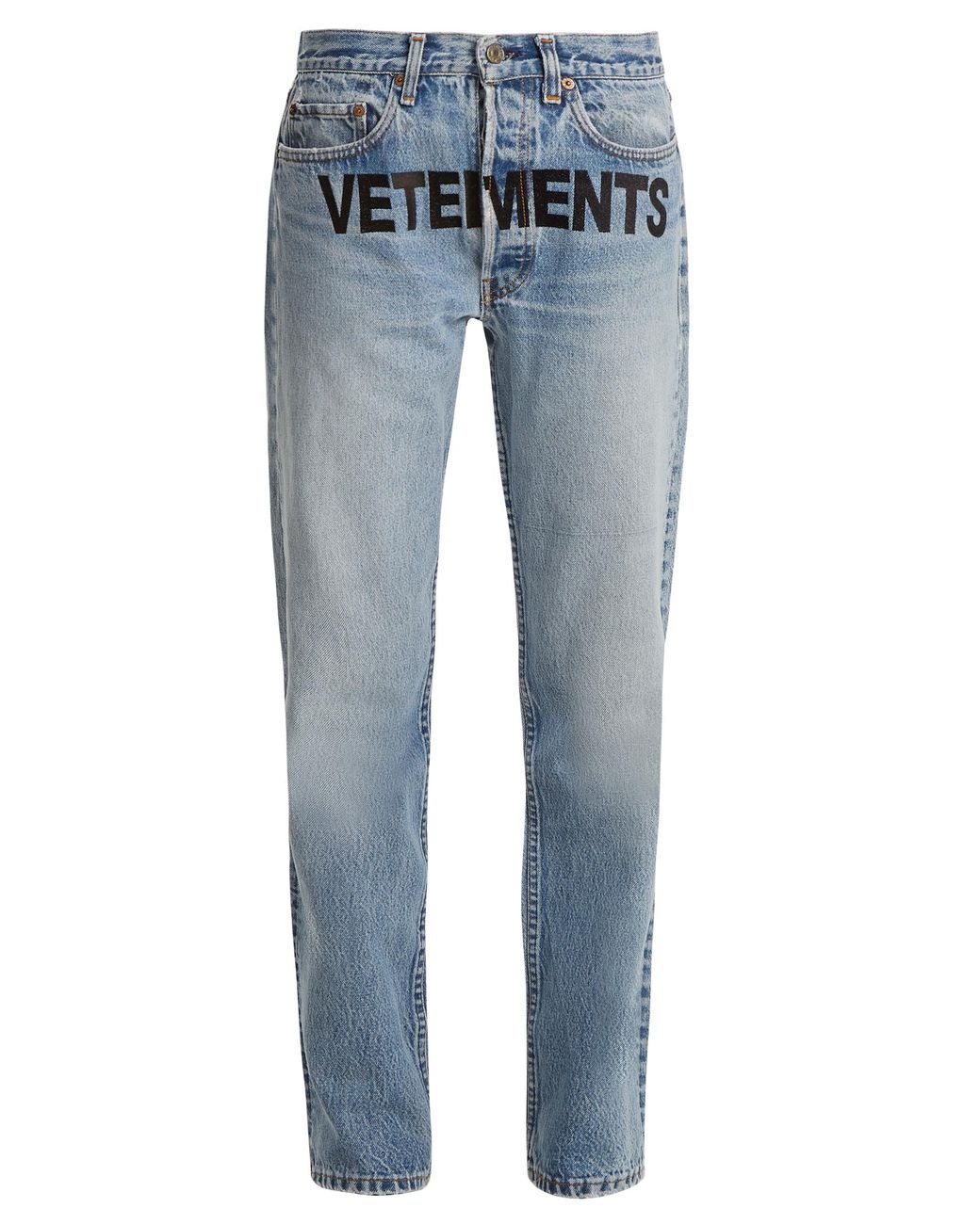 Vetements X Levi's Logo-embroidery Low-rise Wide-leg Jeans in Blue | Lyst