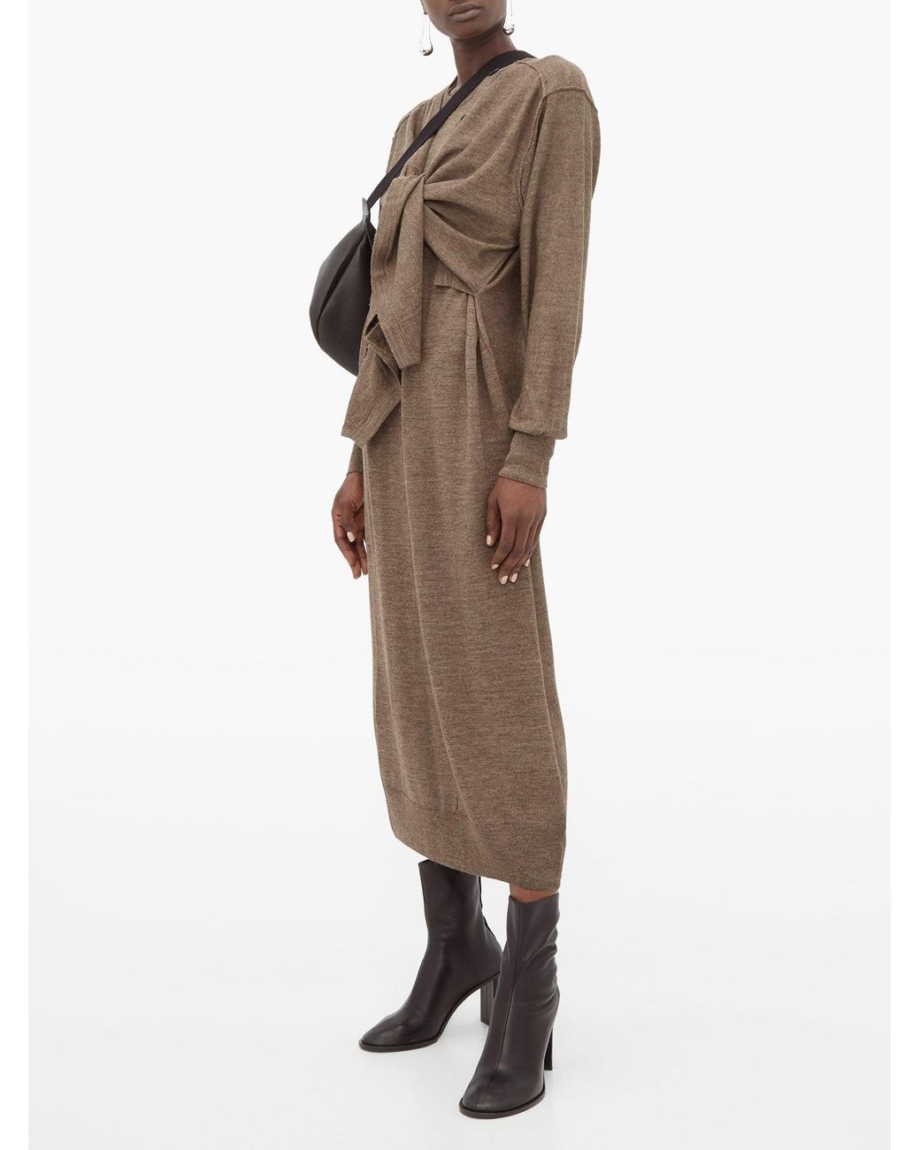 Layered Wool Blend Cardigan Dress 