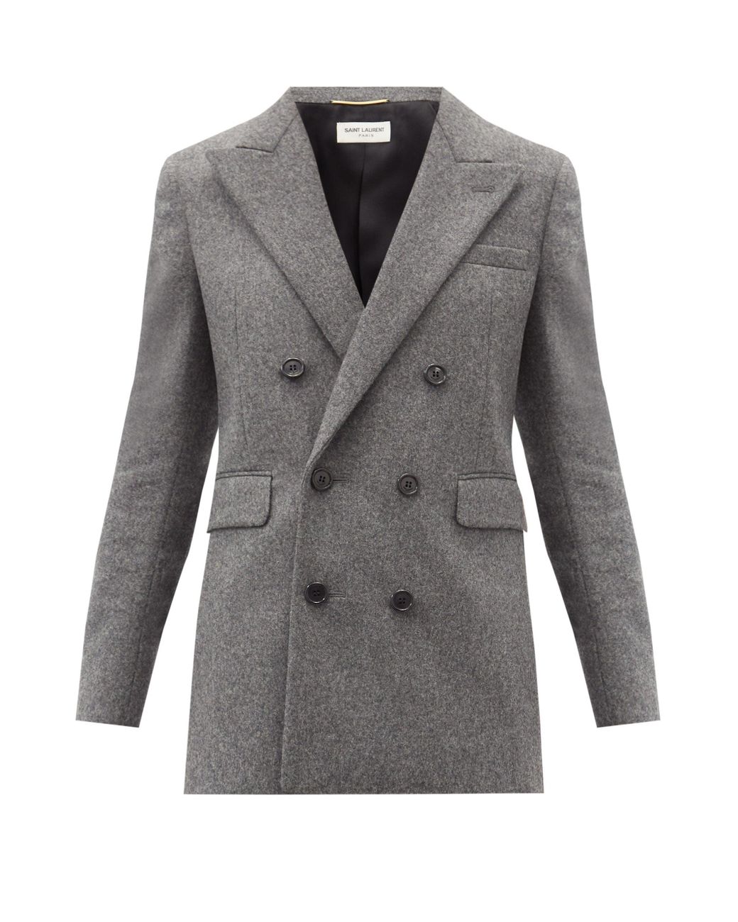 Saint Laurent Double-breasted Virgin-wool Jacket in Grey (Gray) - Lyst