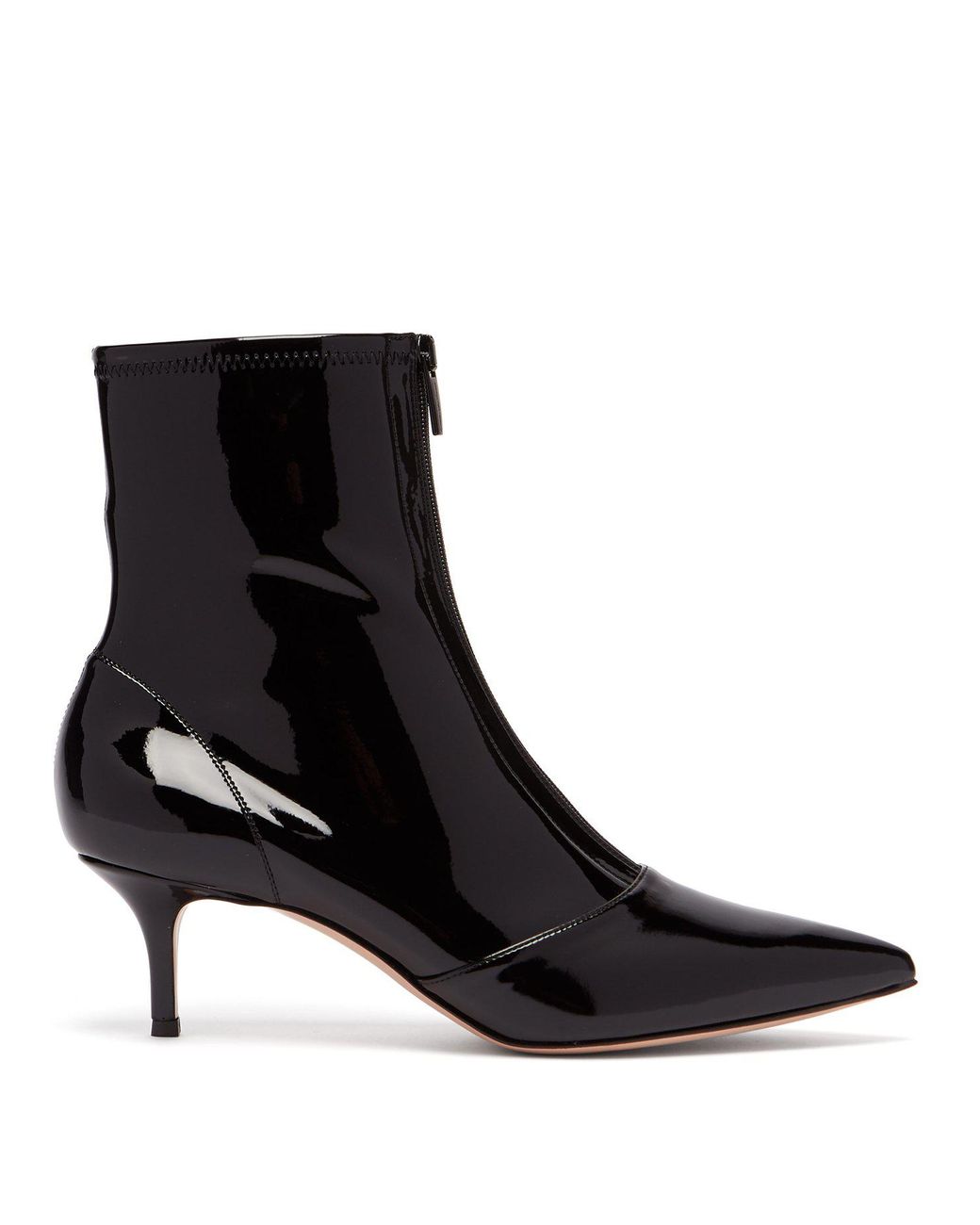 Gianvito Rossi Zip Front 55 Vinyl Ankle Boots in Black - Lyst