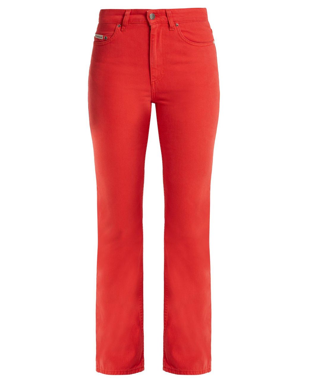 red high rise jeans