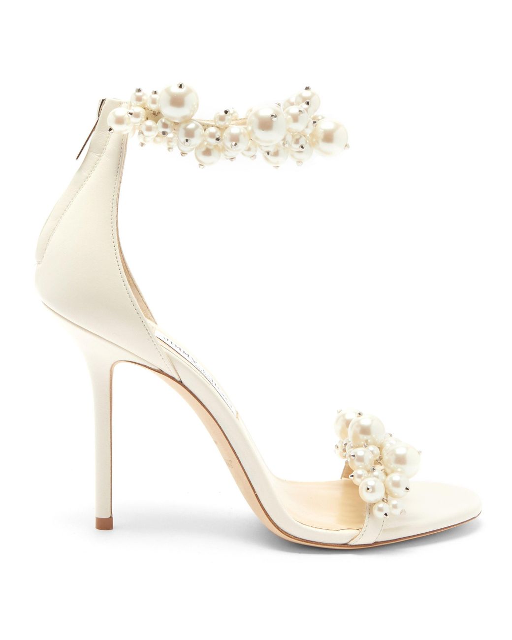 Jimmy Choo Maisel 100 Faux Pearl-embellished Leather Sandals in White ...