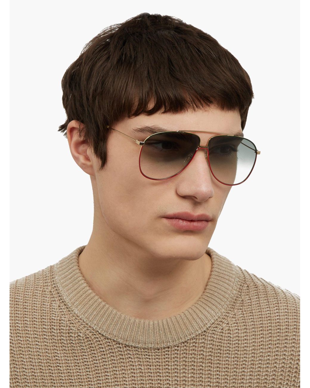 gucci aviator metal glasses with web