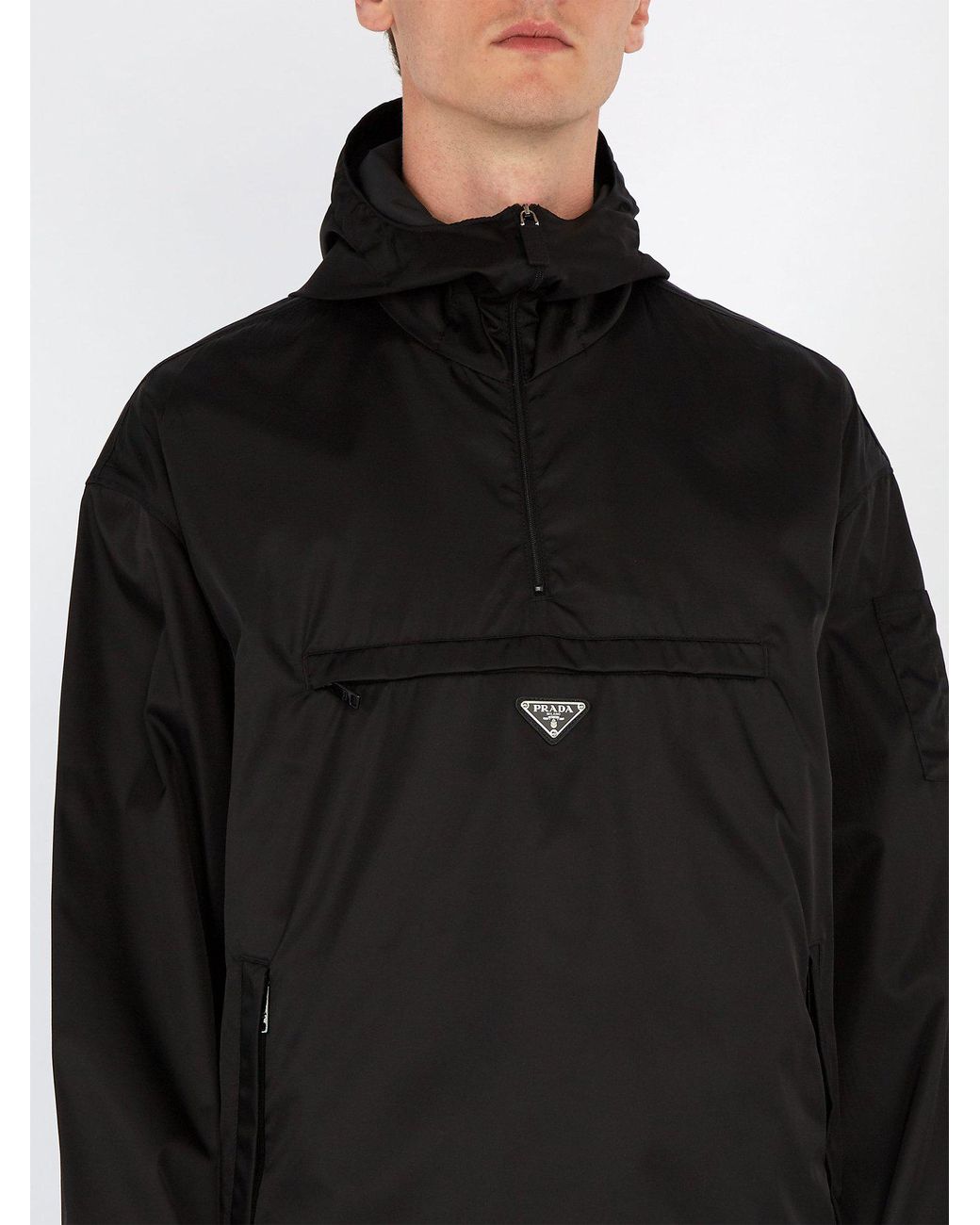 Prada Nylon Gabardine Anorak Jacket in Black for Men | Lyst