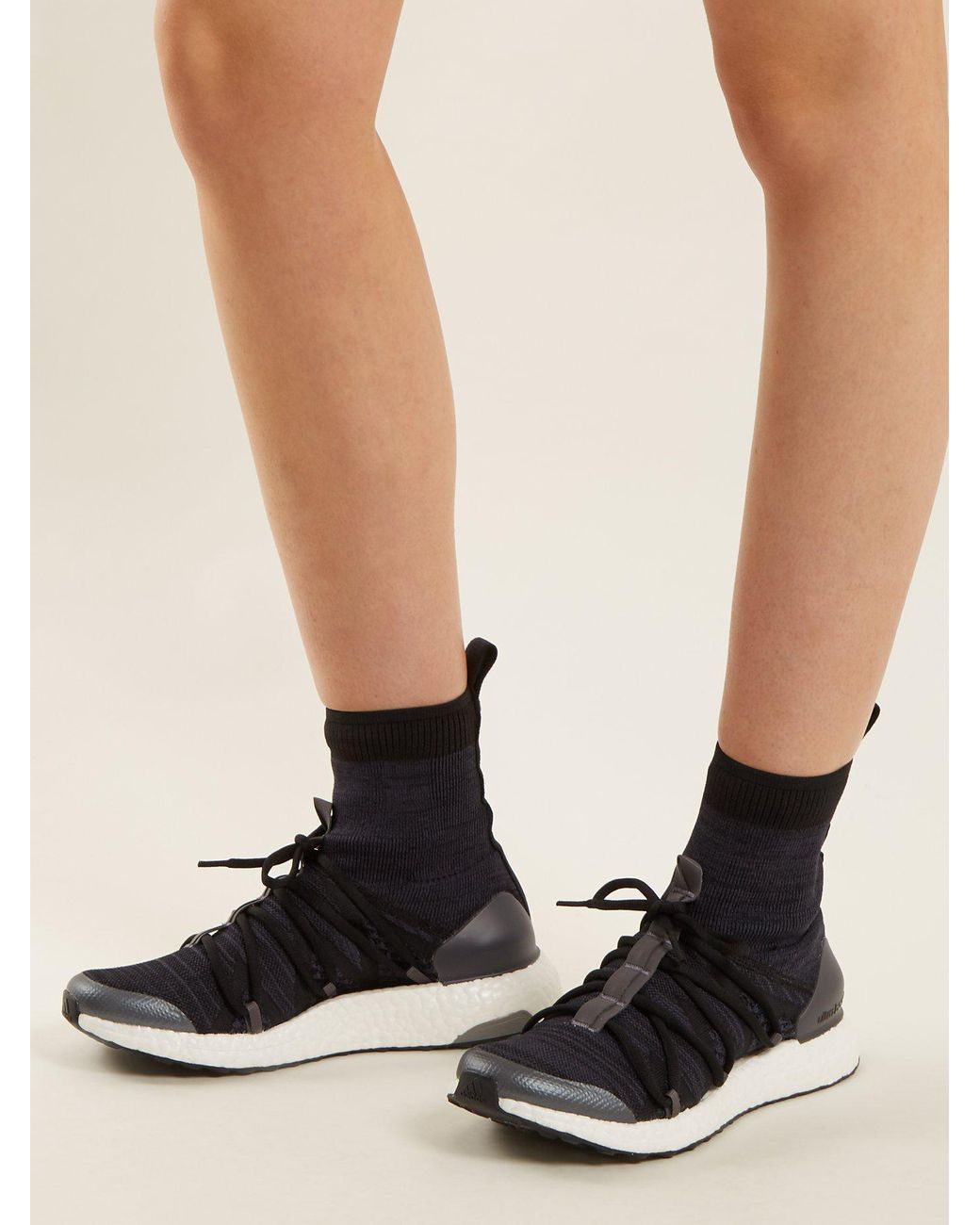 adidas By Stella McCartney Ultra Boost X High-top Sock Trainers in Black |  Lyst