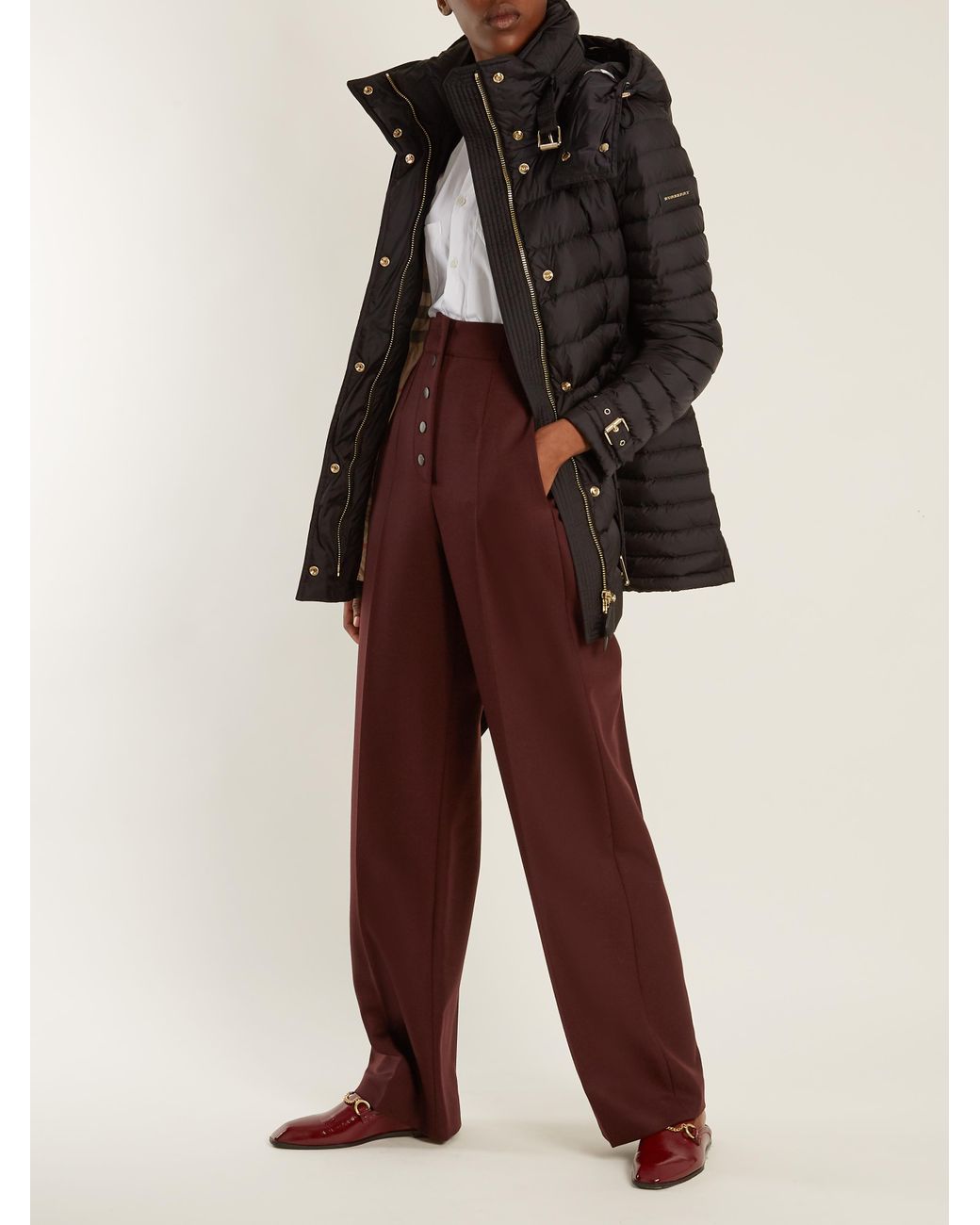 Burberry Harrowden Belted Quilted Down Coat in Black Lyst