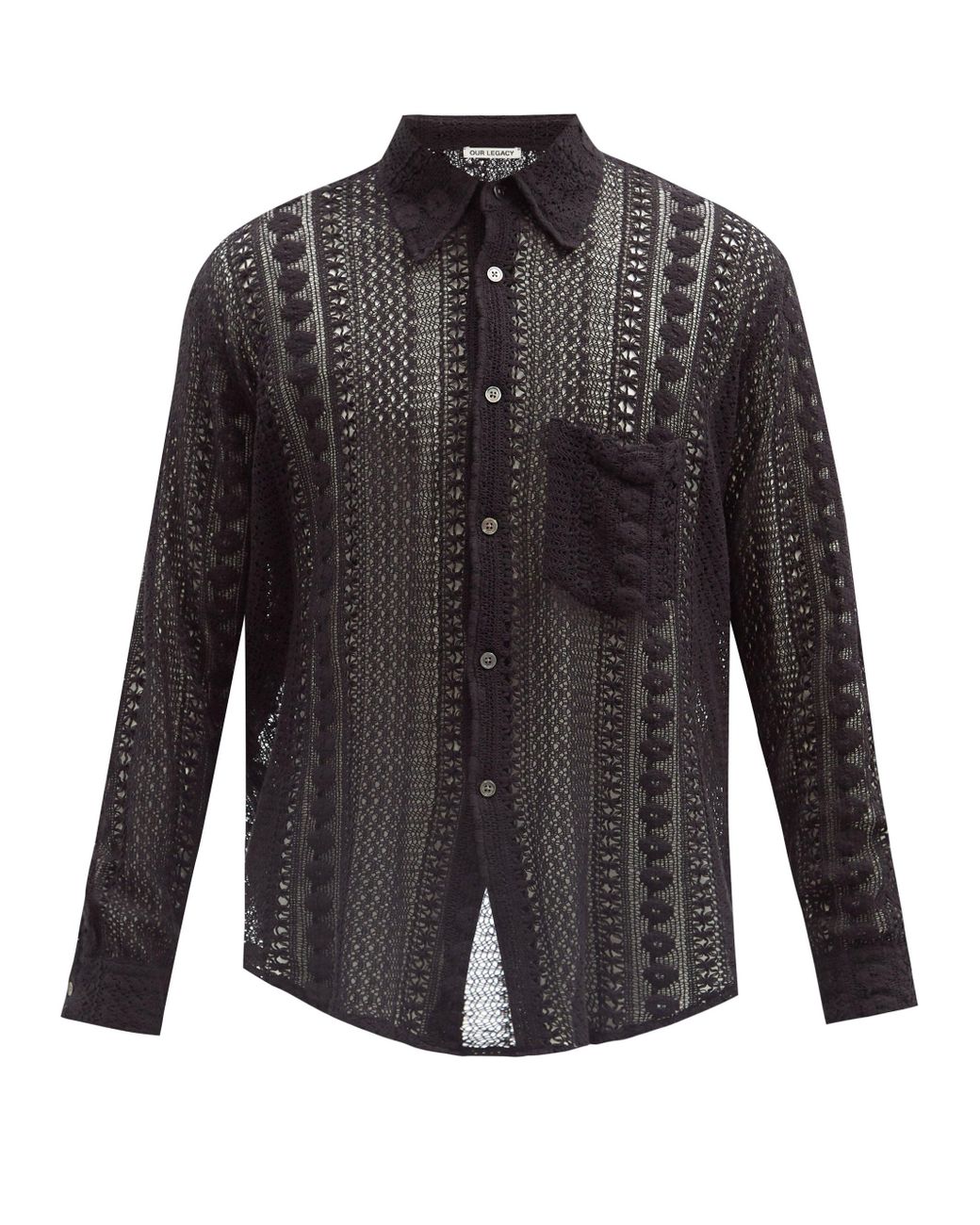 Our Legacy Coco Cotton-blend Crochet Shirt in Black for Men | Lyst