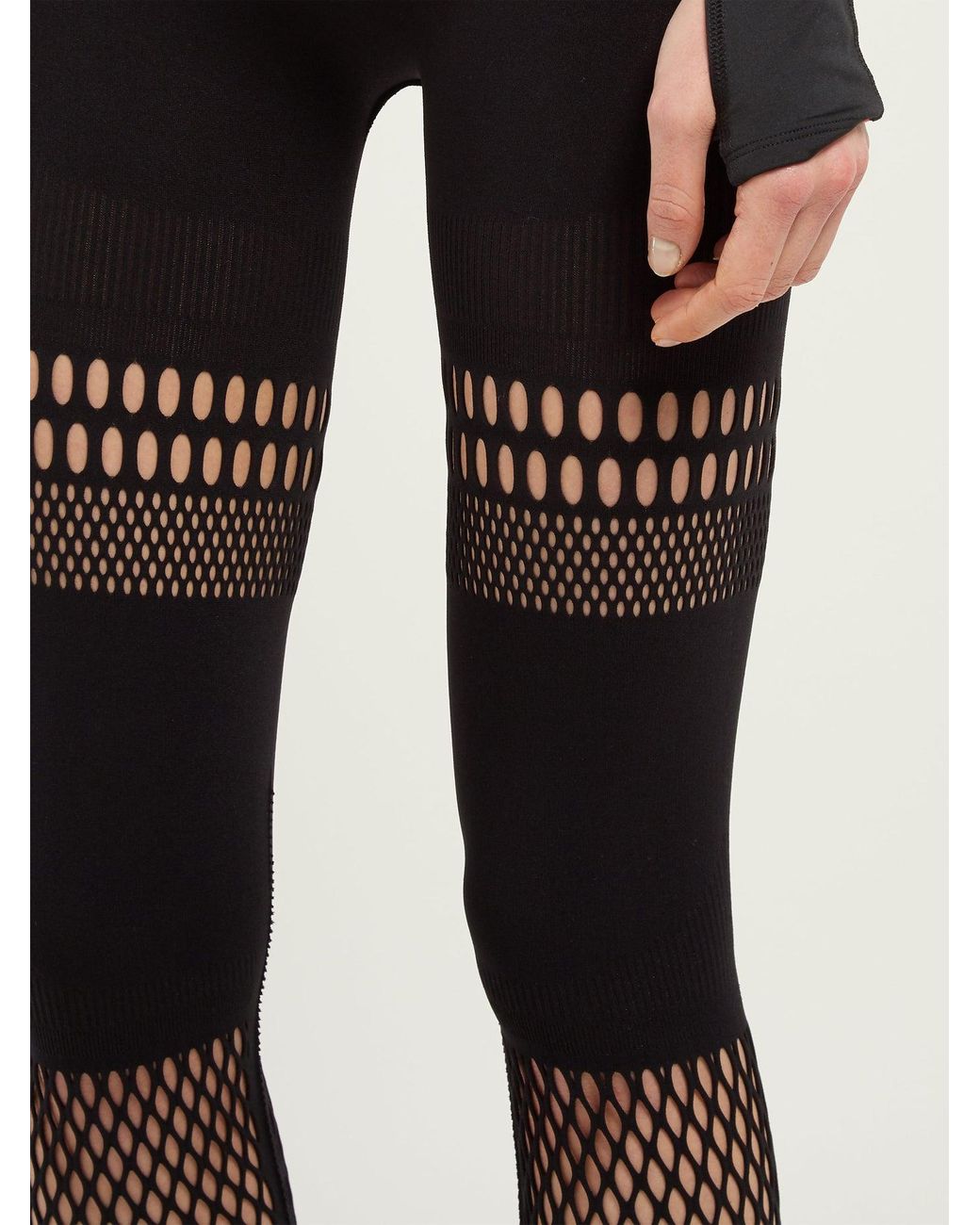 adidas By Stella McCartney Warp Knit Laser-cut Leggings in Black | Lyst