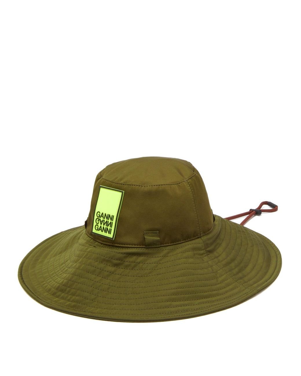 Ganni Azalea Logo Patch Bucket Hat in Green | Lyst