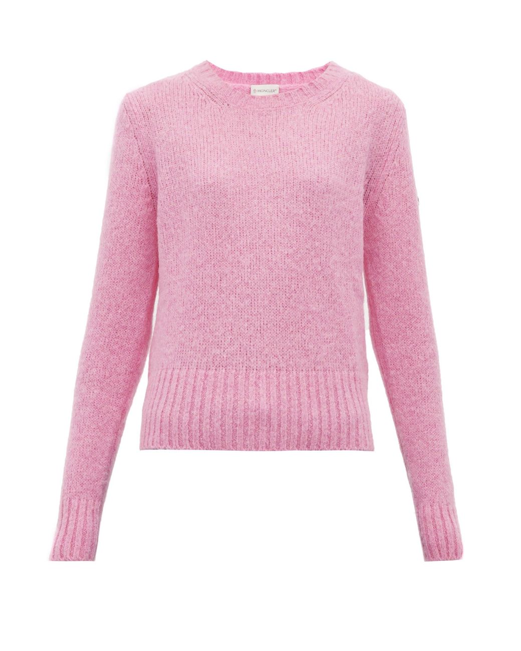 Moncler Wool Logo-patch Sweater in Pink - Lyst