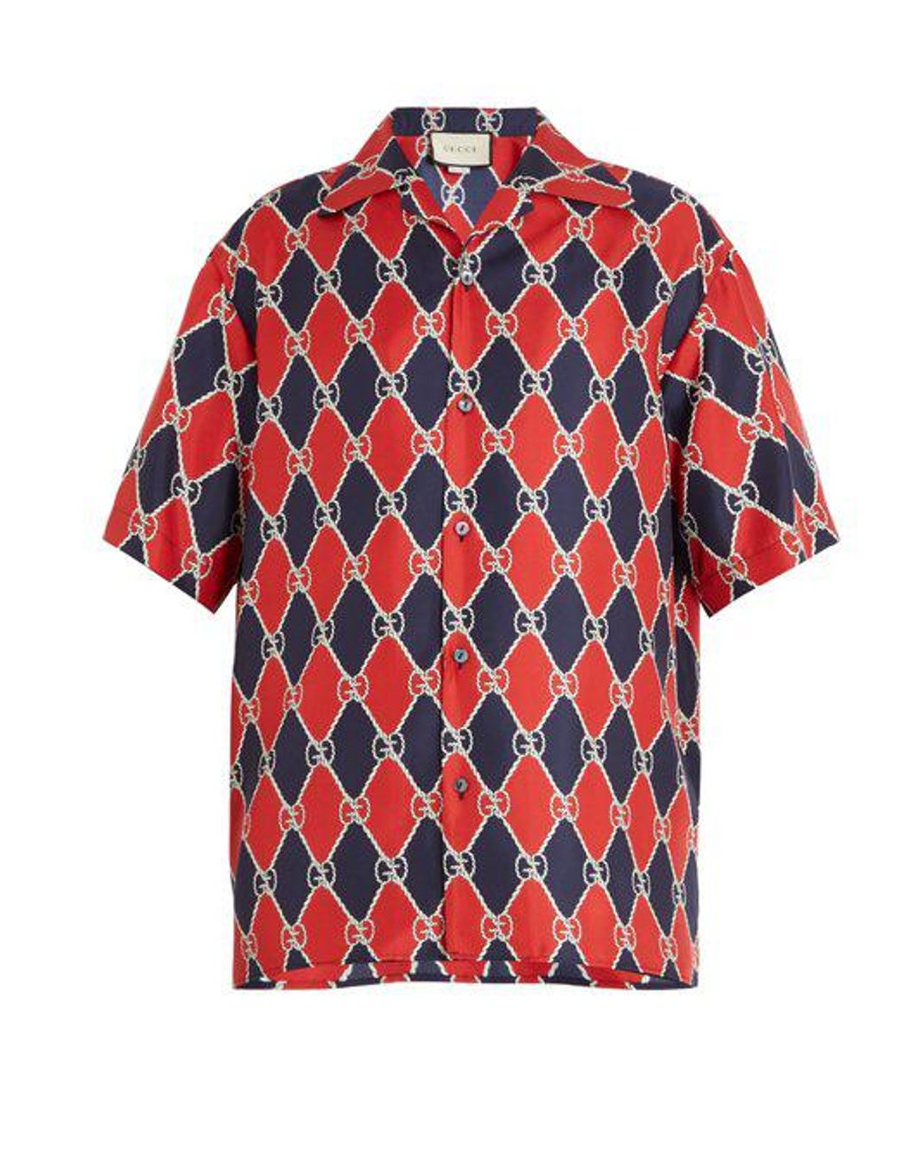 Gucci Red & Navy Bowling Shirt