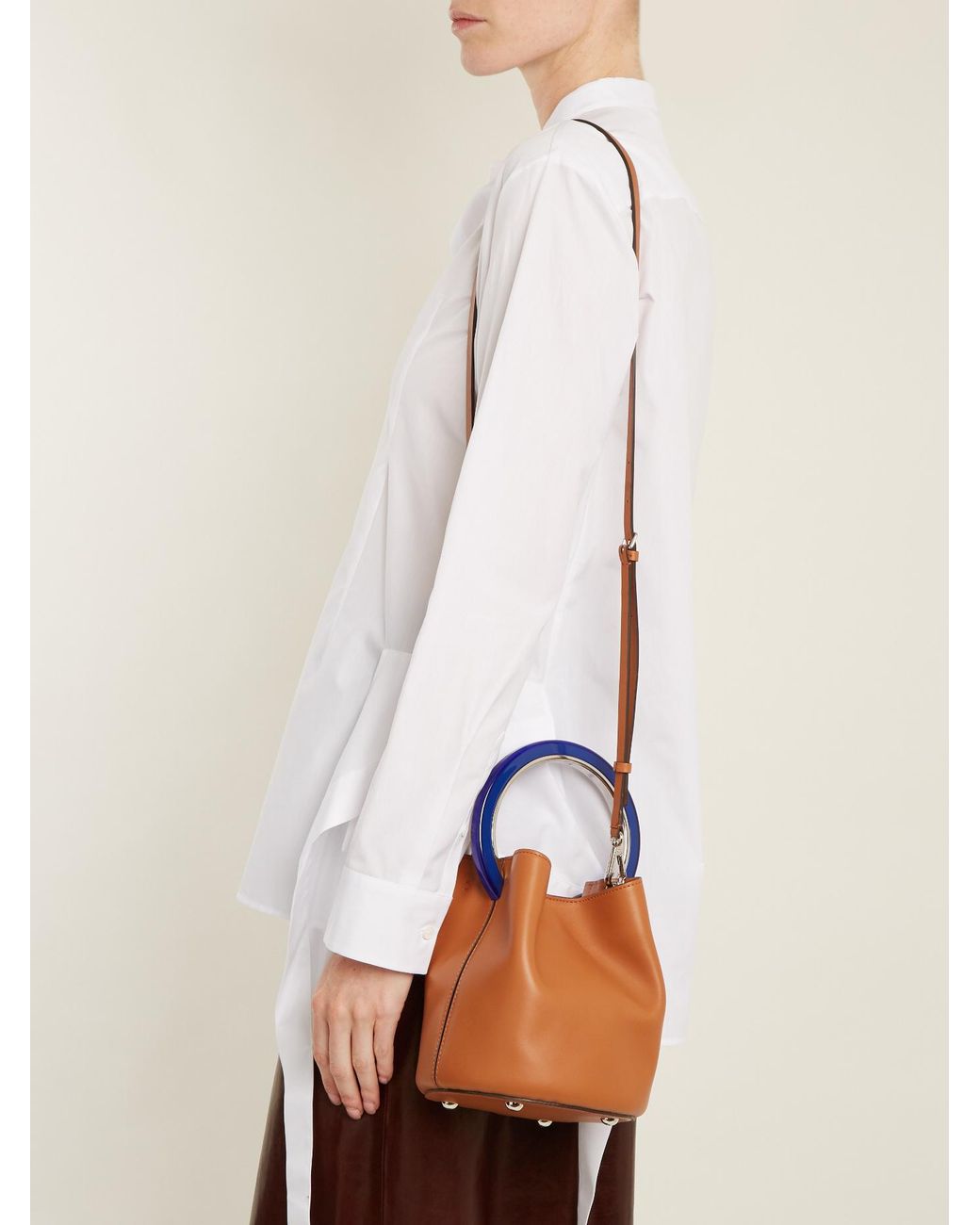 Marni pannier leather top bucket bag