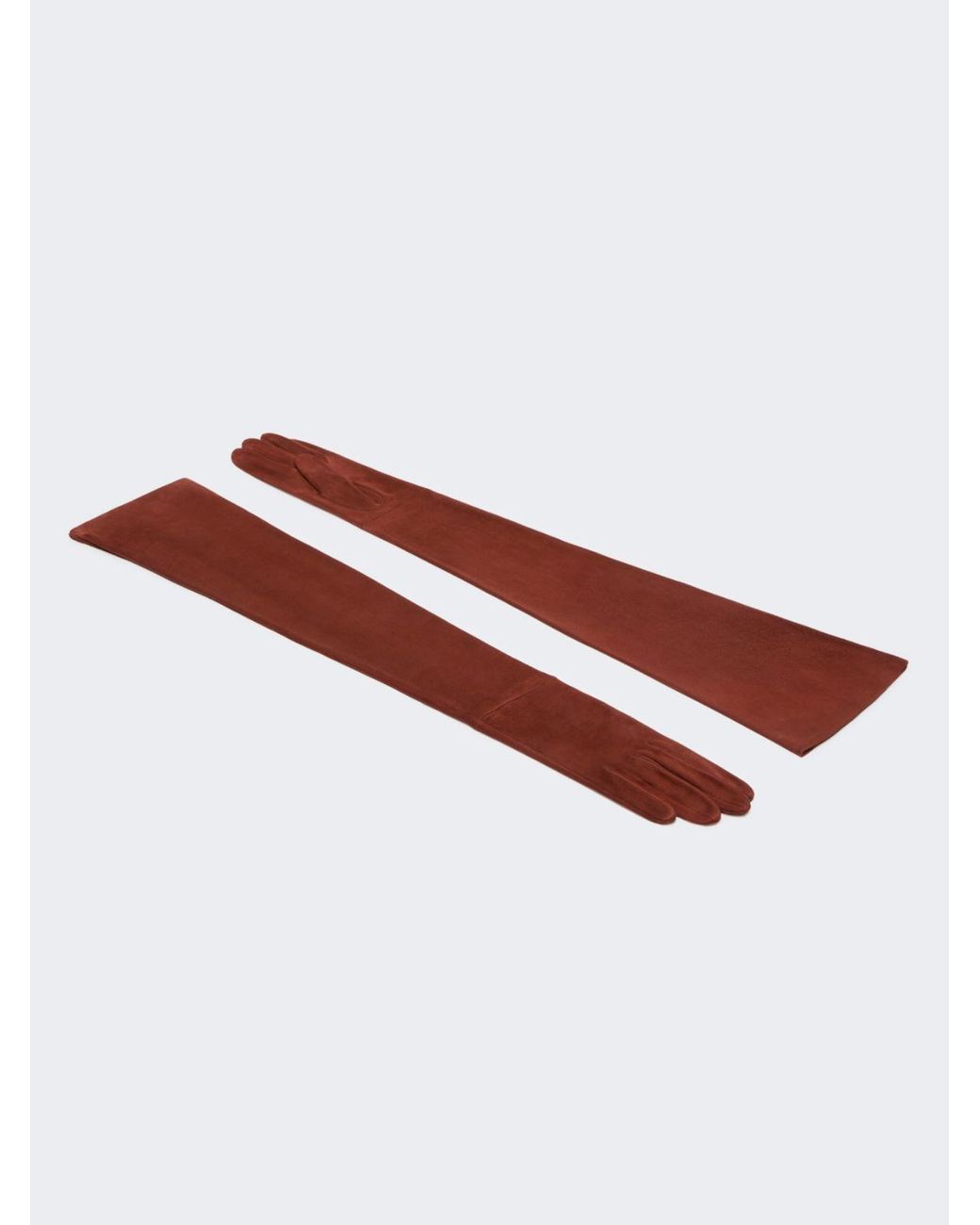 Max Mara Brown Long Suede Gloves