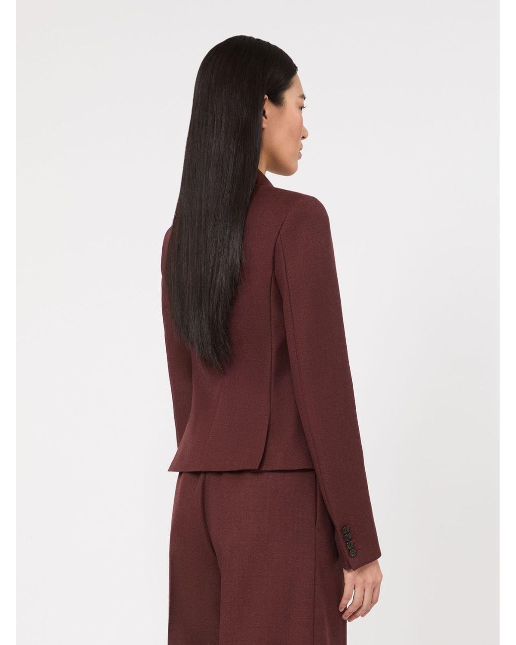 Max Mara Red Denim-Effect Wool Double-Breasted Jacket