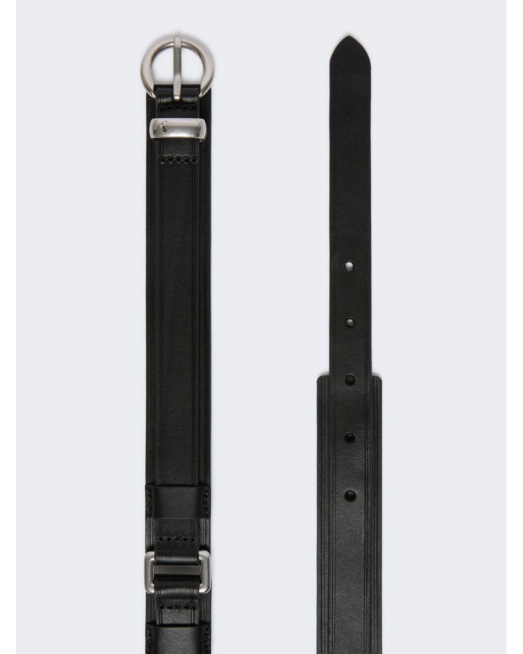 Max Mara White Leather Belt With Rectangular Rings