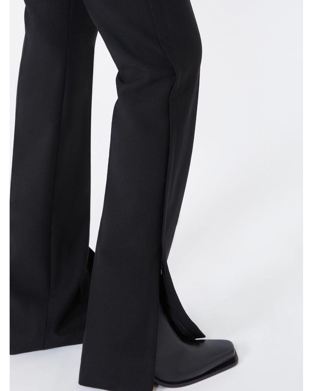 Max Mara Blue Double Technical Wool Slim Flared Trousers