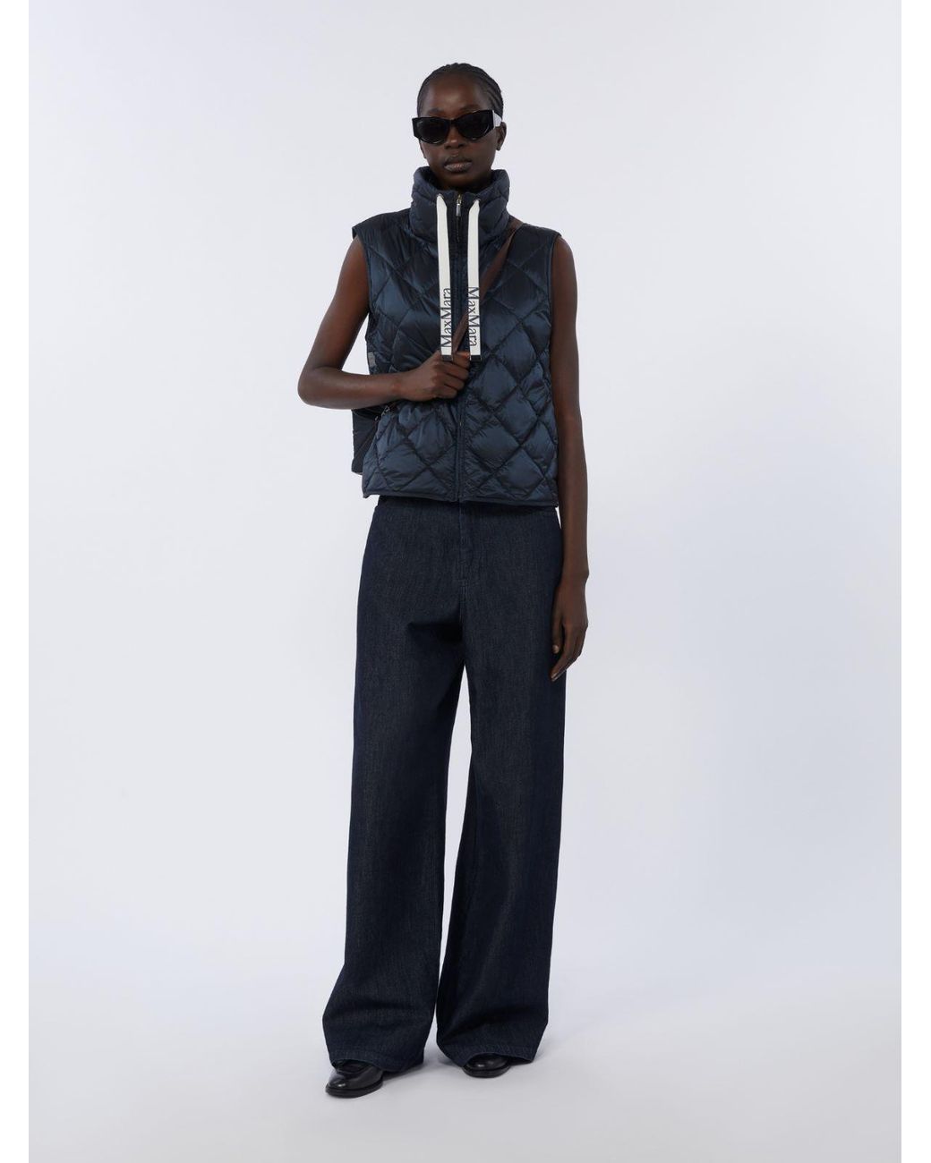 Max Mara Padded Water-Repellent Nylon Canvas Gilet in Blue | Lyst