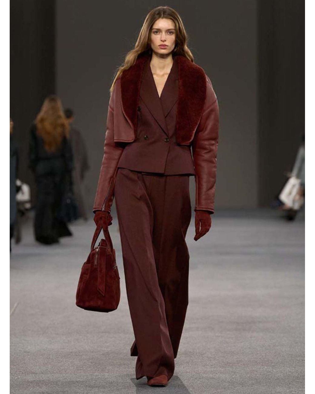 Max Mara Red Denim-Effect Wool Double-Breasted Jacket