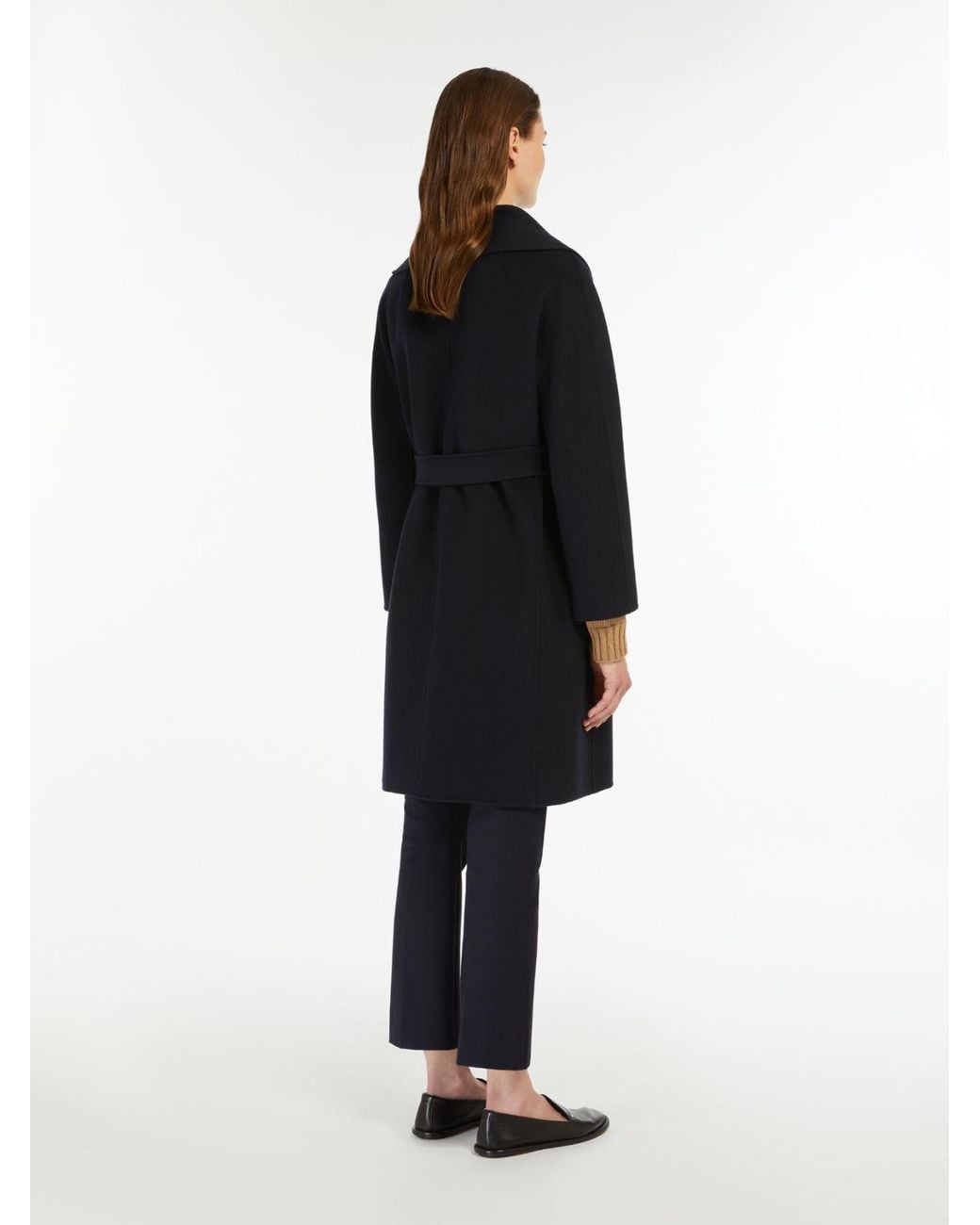 Max Mara Blue Double-Faced Wool Robe Coat