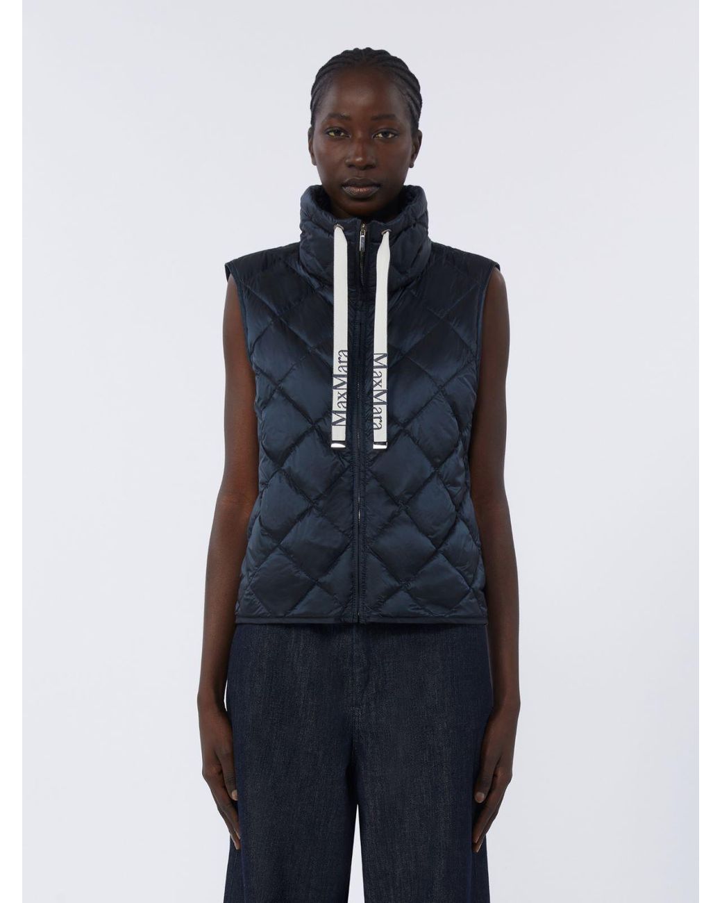 ジャケット・アウター MaxMara Water-Repellent Midi Gilet Max Mara Padded Water-Repellent Nylon Canvas Gilet in Blue | Lyst
