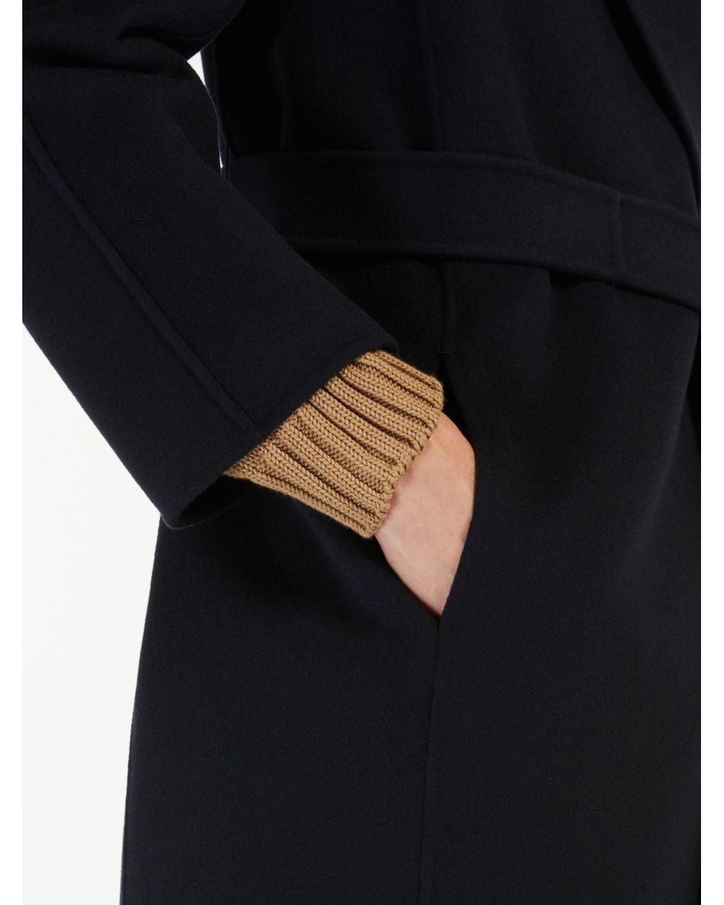Max Mara Blue Double-Faced Wool Robe Coat