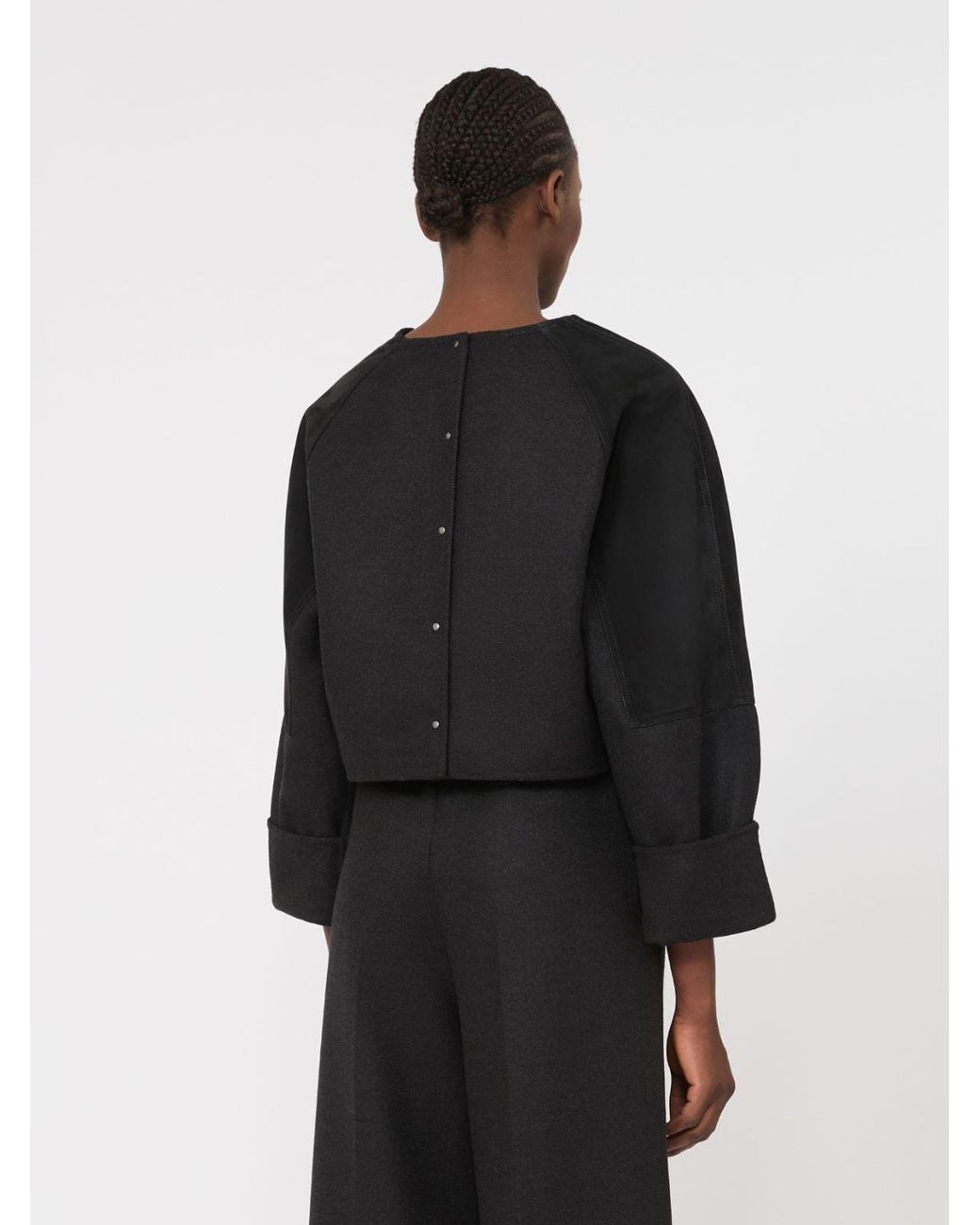 Max Mara Black Wool Flannel Blouse