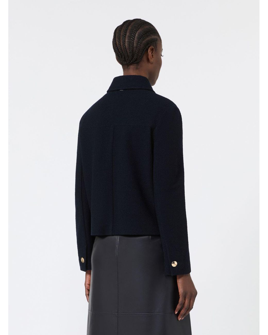 Max Mara Blue Bouclé-Look Jersey Jacket