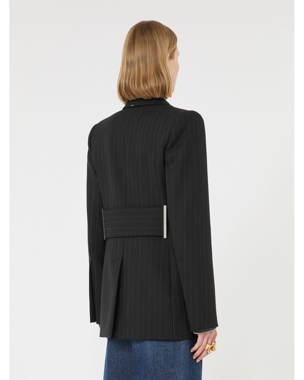 Max Mara Black Stretch Wool-Blend Blazer