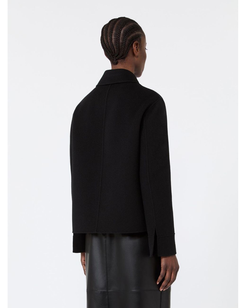 Max Mara Black Double Wool Cropped Jacket