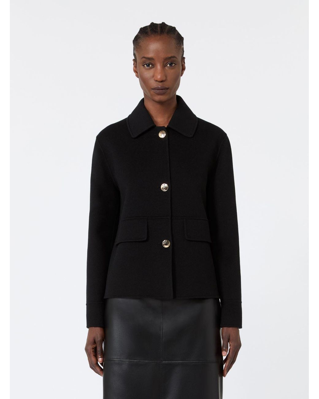 Max Mara Black Double Wool Cropped Jacket