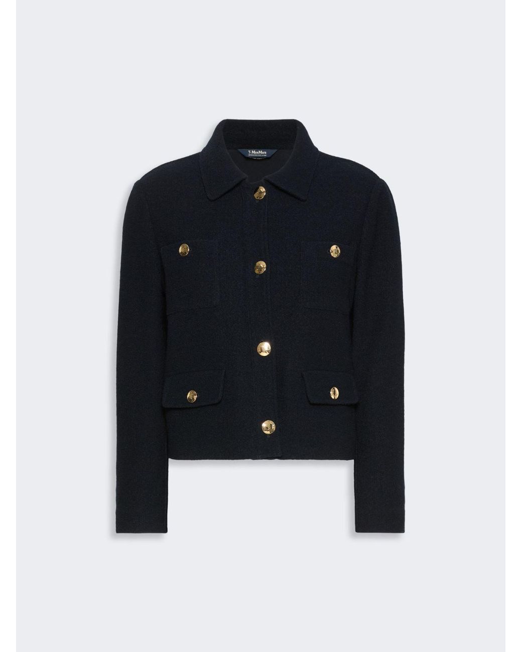 Max Mara Blue Bouclé-Look Jersey Jacket