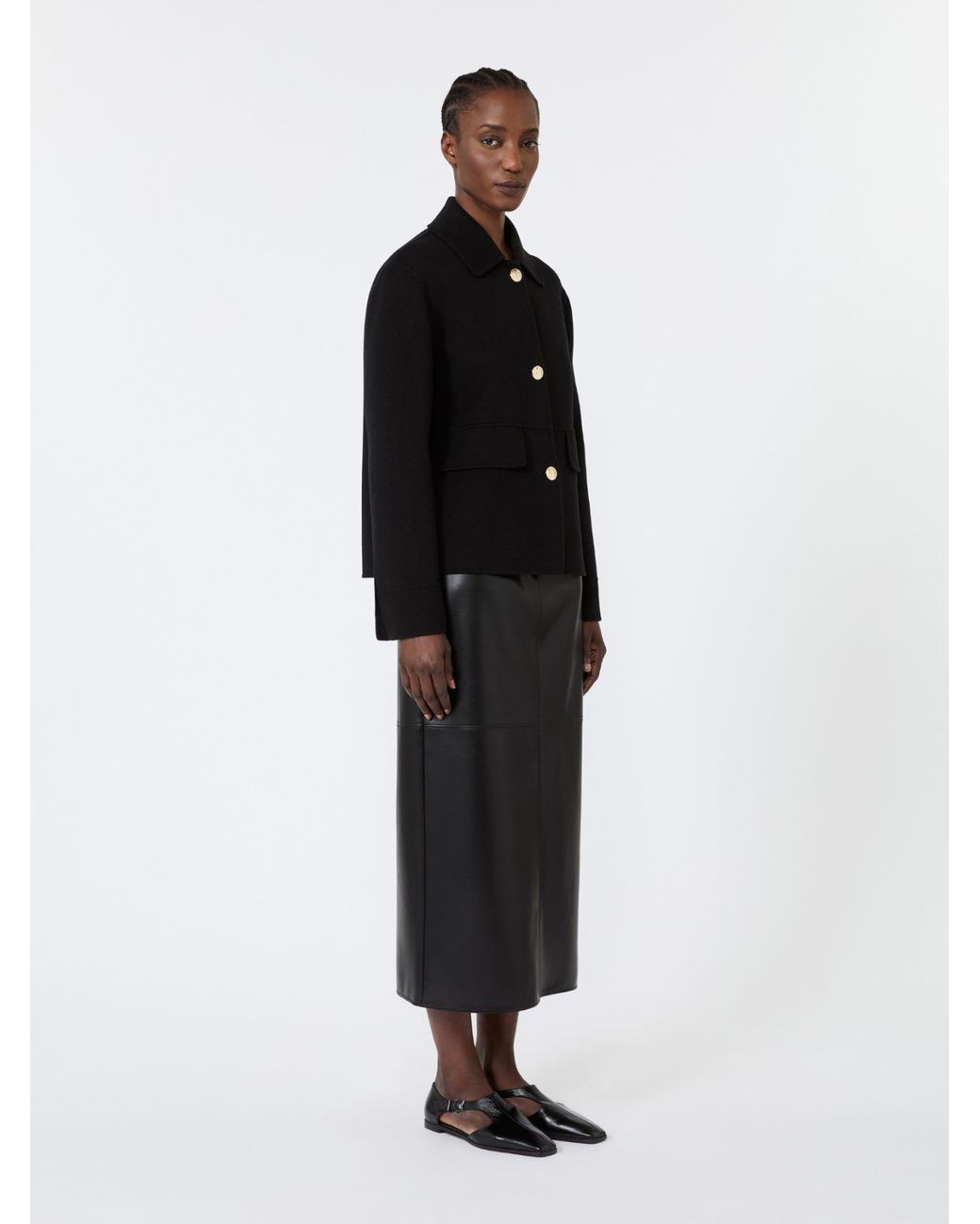 Max Mara Black Double Wool Cropped Jacket