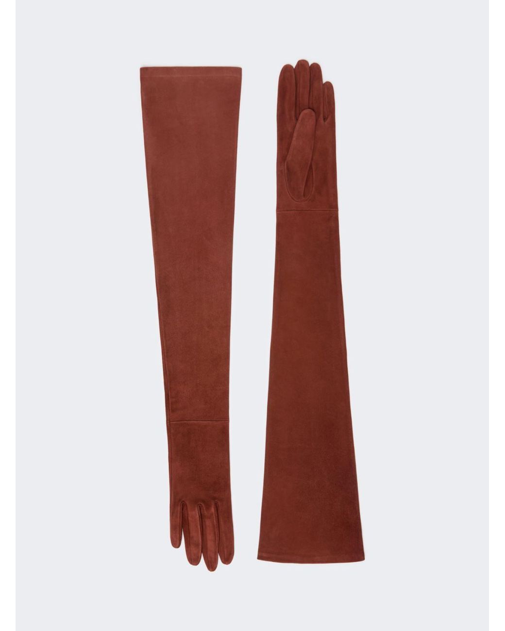 Max Mara Brown Long Suede Gloves