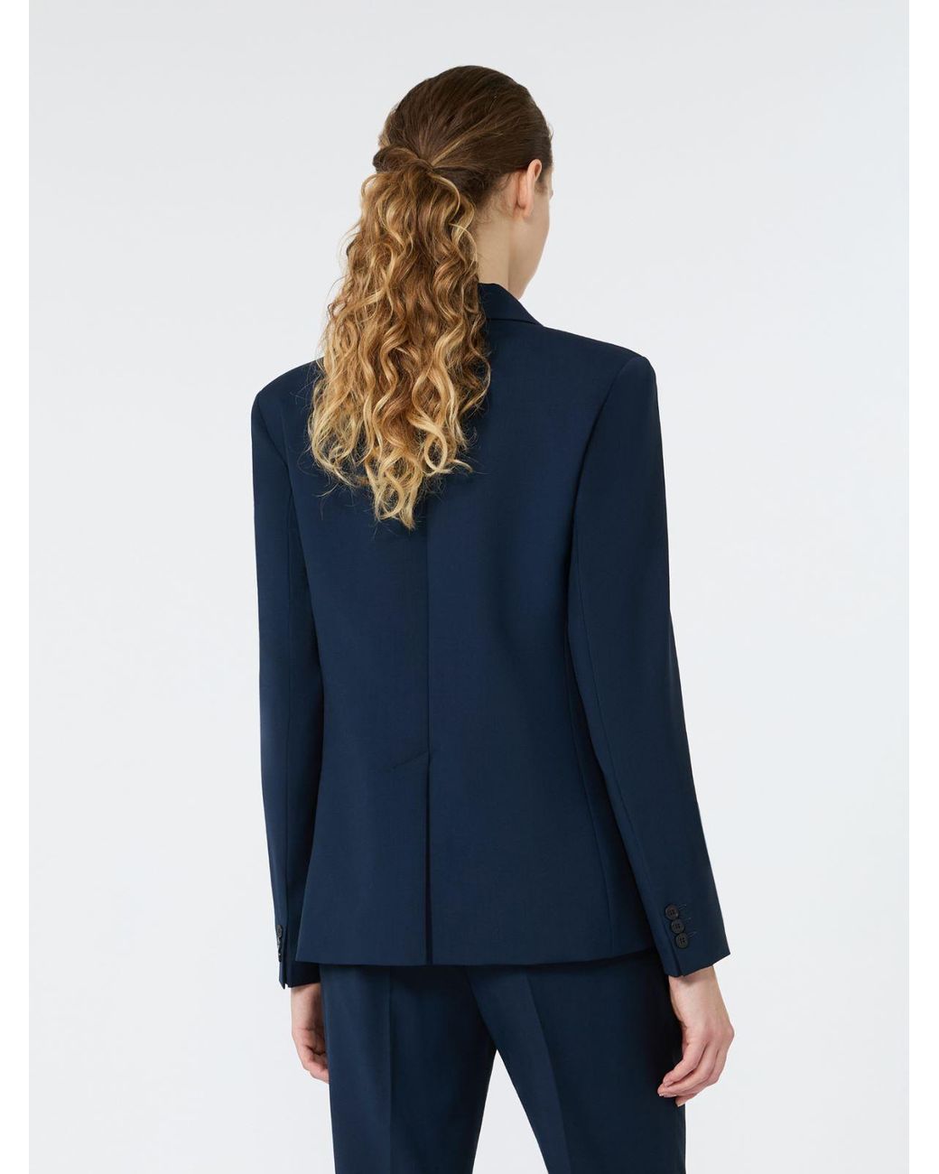 Max Mara Blue Single-Breasted Stretch Wool Blazer
