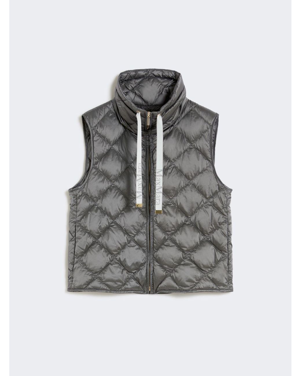 Max Mara Padded Water-Repellent Nylon Canvas Gilet in Gray | Lyst