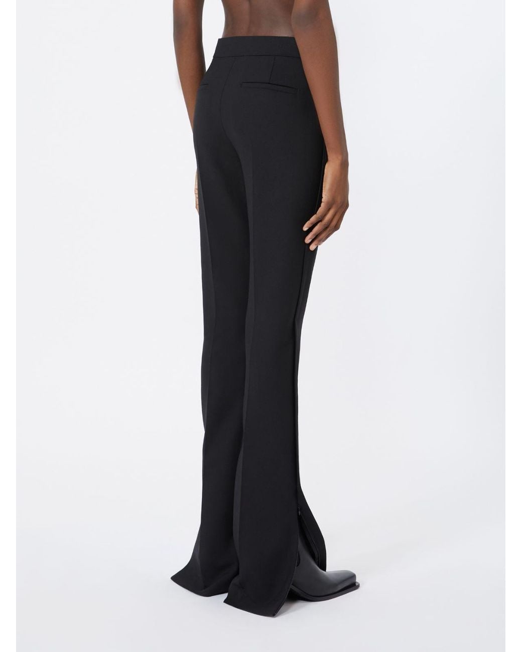 Max Mara Blue Double Technical Wool Slim Flared Trousers