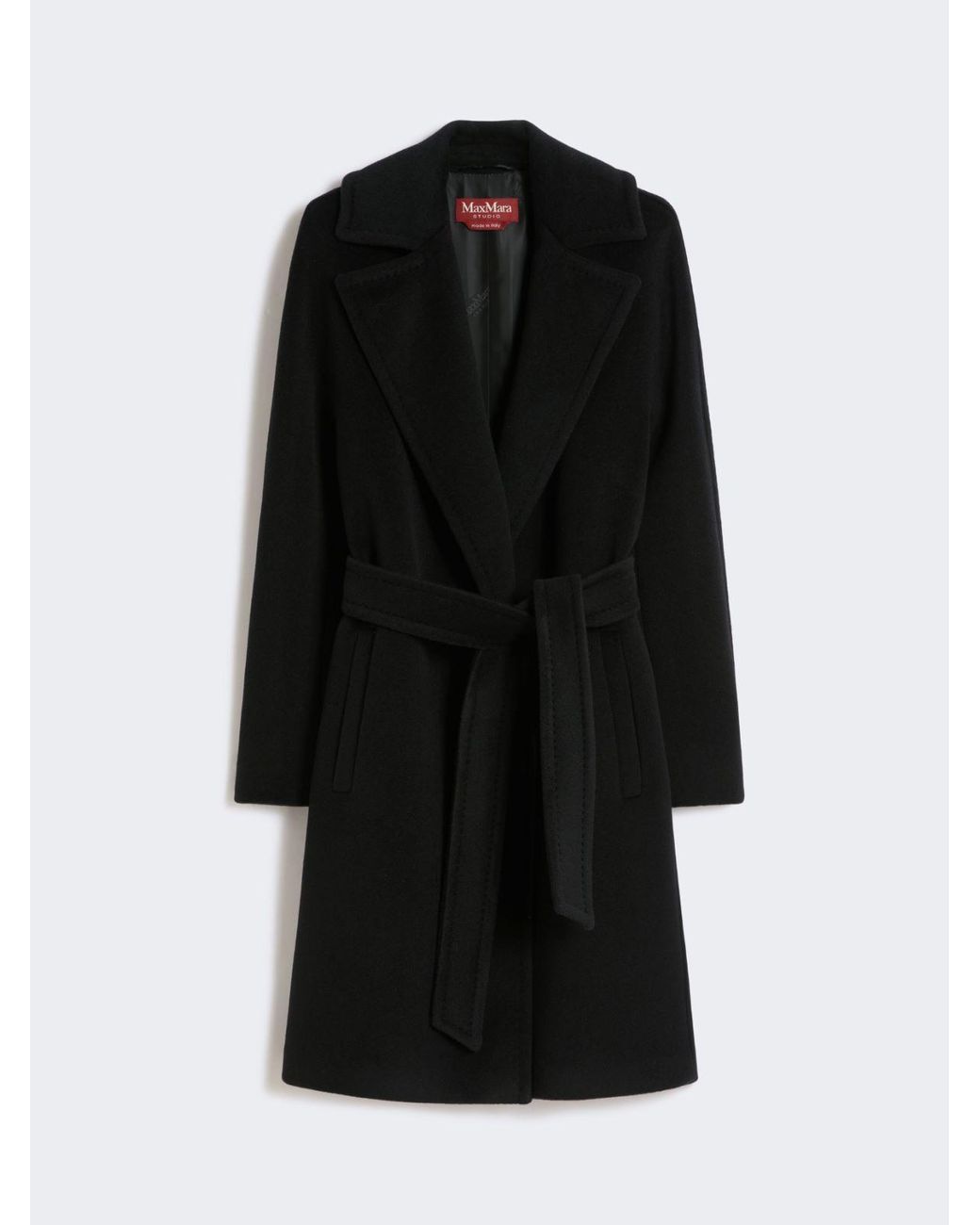 Max Mara Wool Beaver Cloth Robe Coat in Black | Lyst