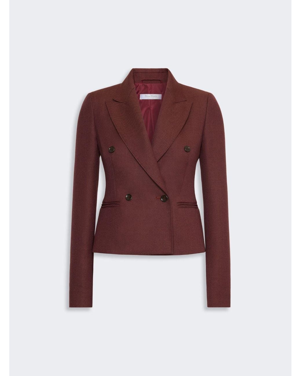 Max Mara Red Denim-Effect Wool Double-Breasted Jacket