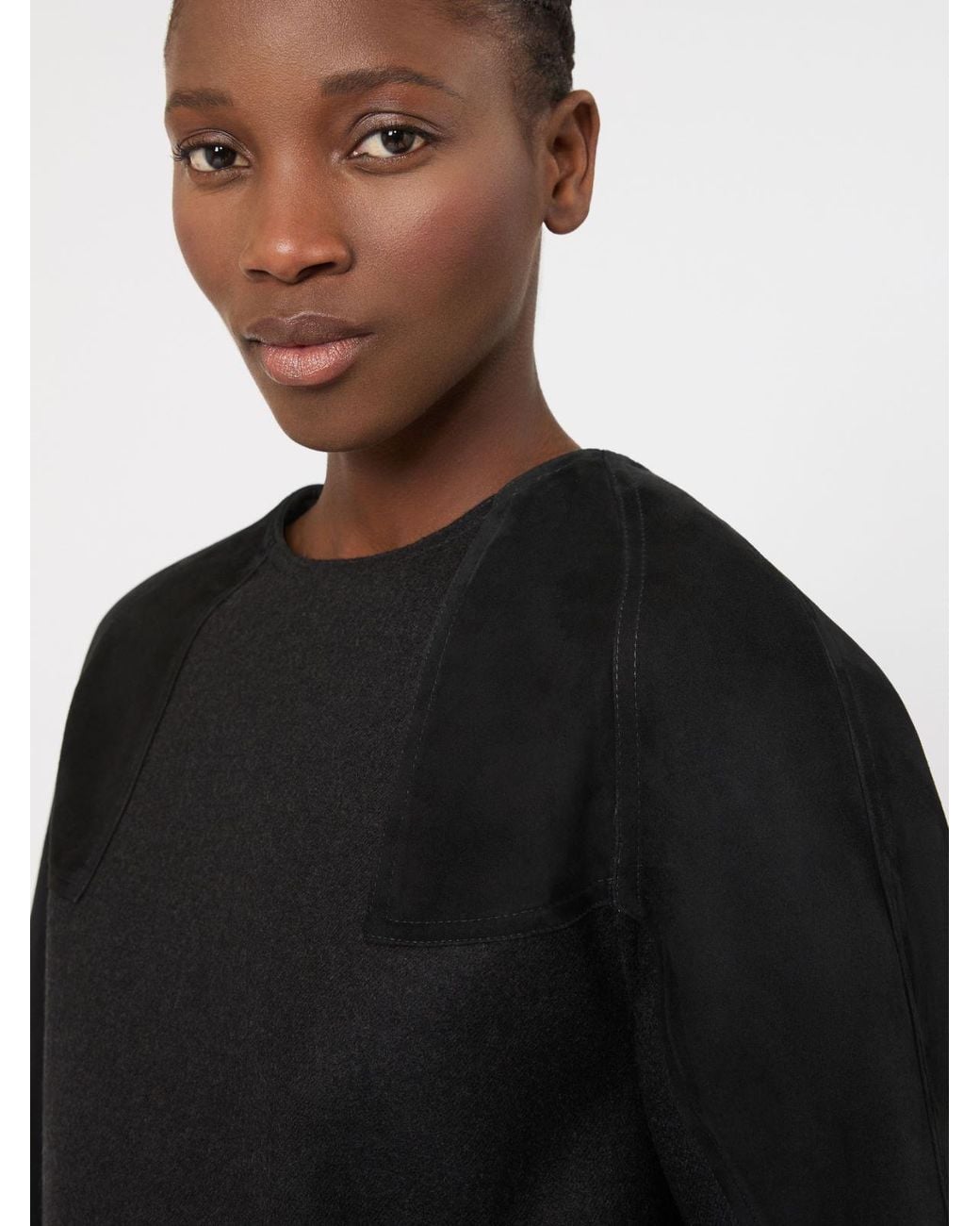 Max Mara Black Wool Flannel Blouse