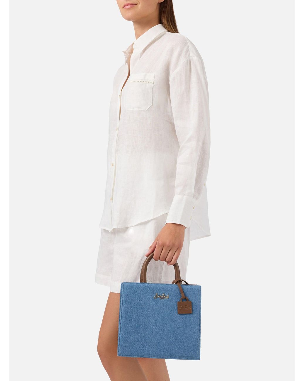 Structured Shop Midi Bag di Mc2 Saint Barth in Blue