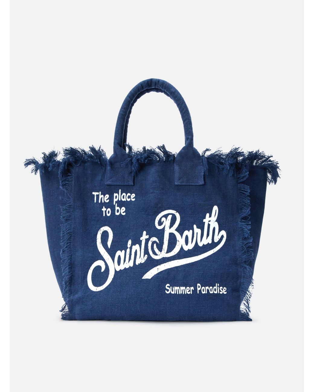 Solid Color Linen Vanity Regular Bag di Mc2 Saint Barth in Blue