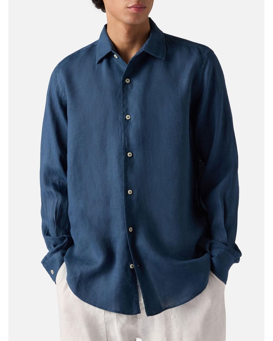 Mc2 Saint Barth Blue Raphael Shirt Pure Linen for men