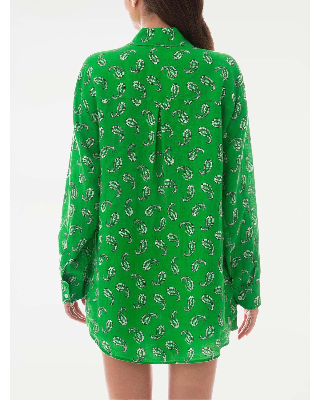 Mc2 Saint Barth Green Paisley Linen Shirt