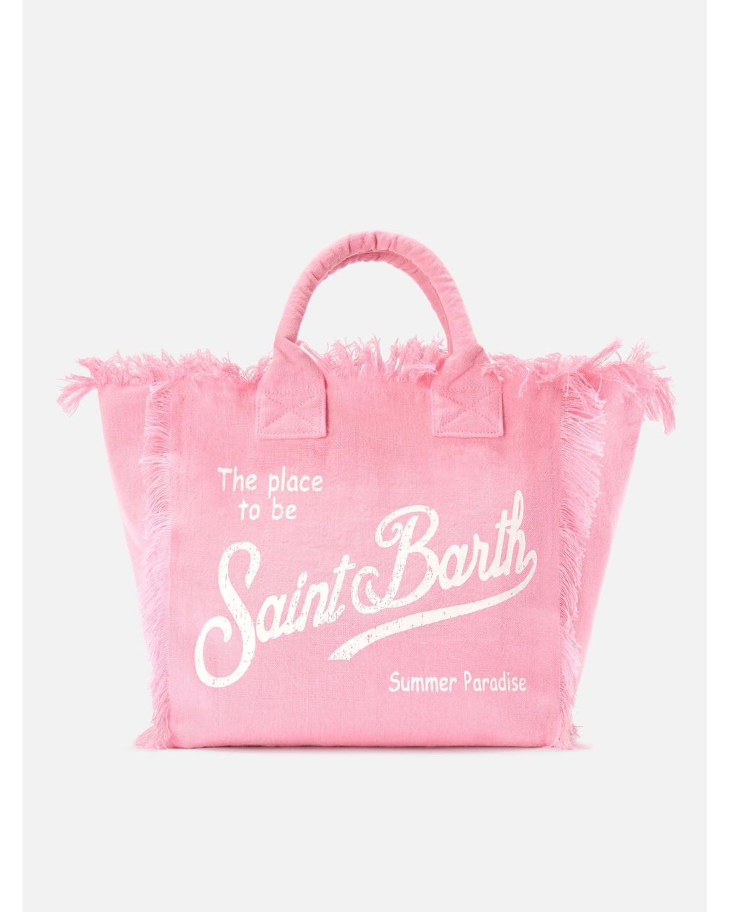 Solid Color Linen Vanity Regular Bag di Mc2 Saint Barth in Pink
