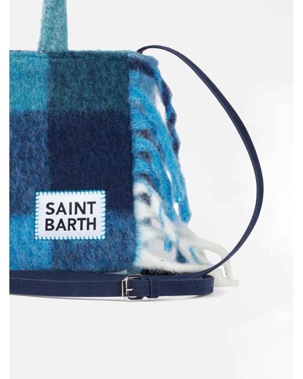 Mc2 Saint Barth Blue Colette Blanket Handbag With Check Print Bag