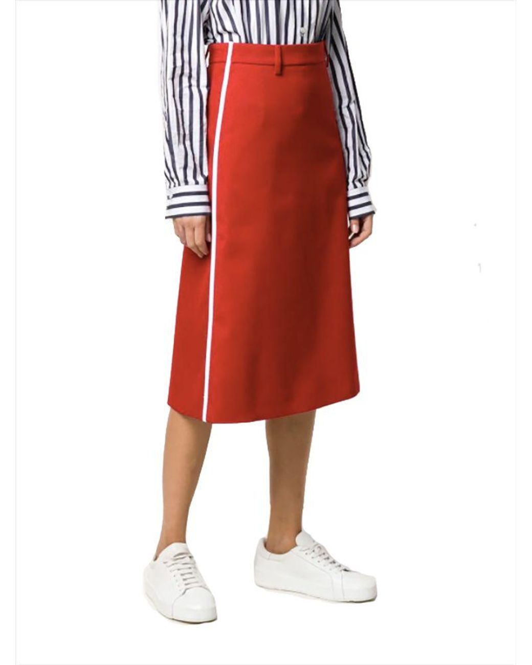 Prada Red Wool Skirt
