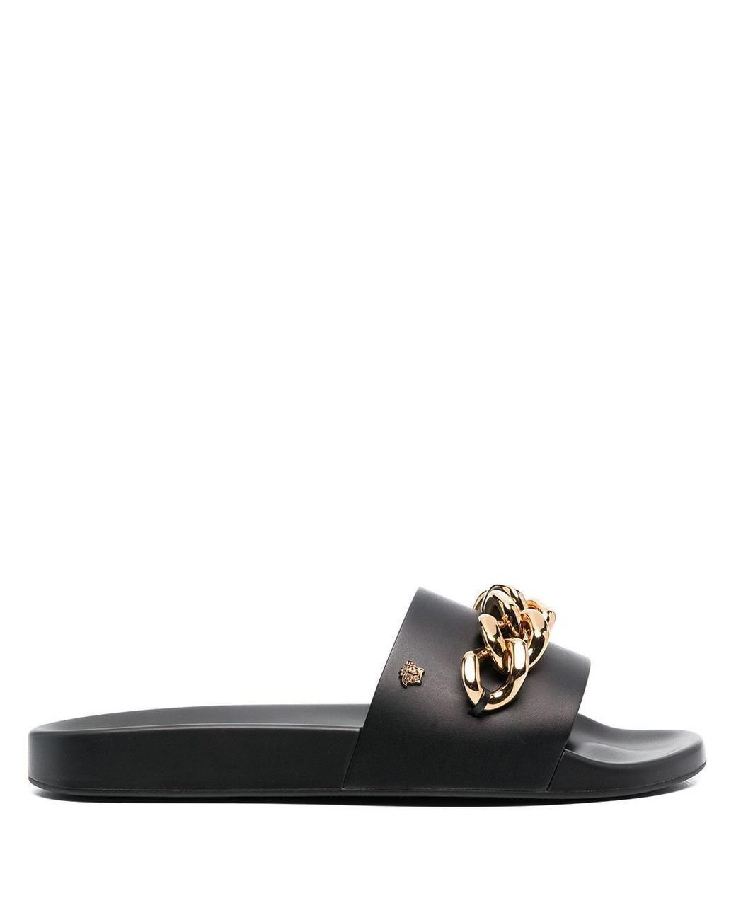 Versace Leather Sandals in Black for Men - Lyst