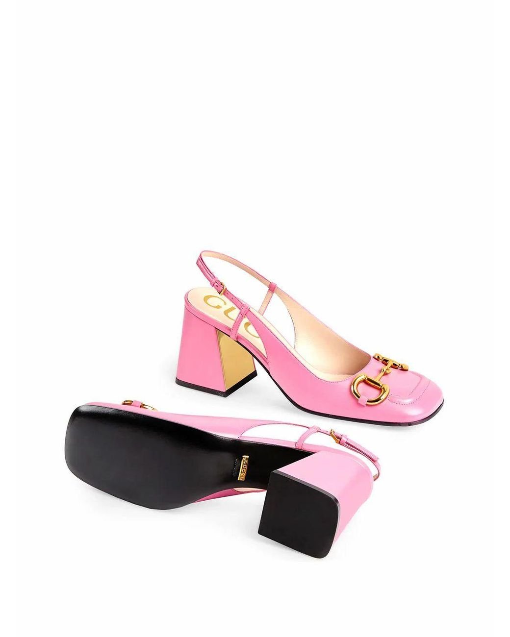 Gucci Horsebit Mid-heel Slingback Pumps in Pink | Lyst