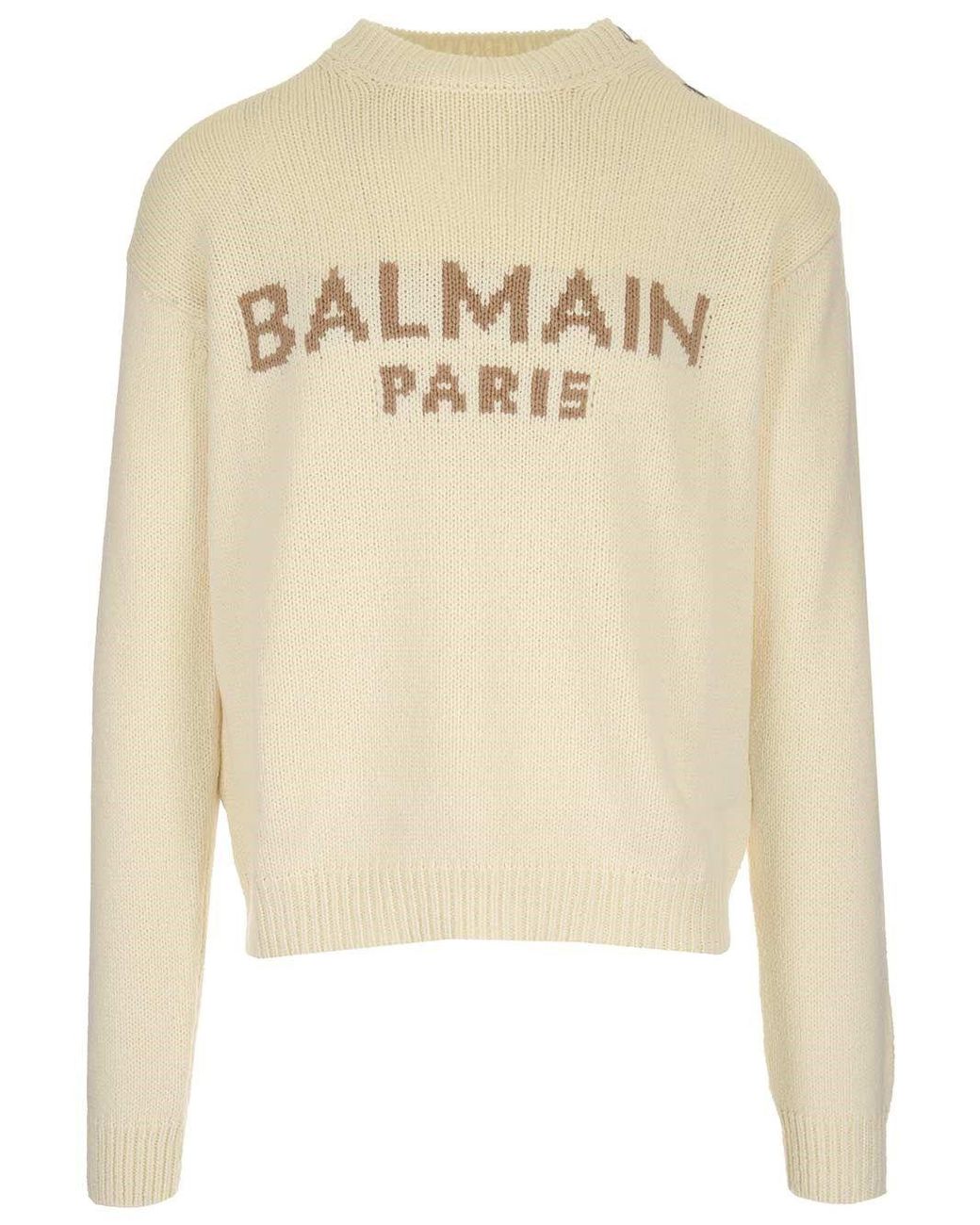 Balmain Wool Sweater in Beige (Natural) for Men - Lyst